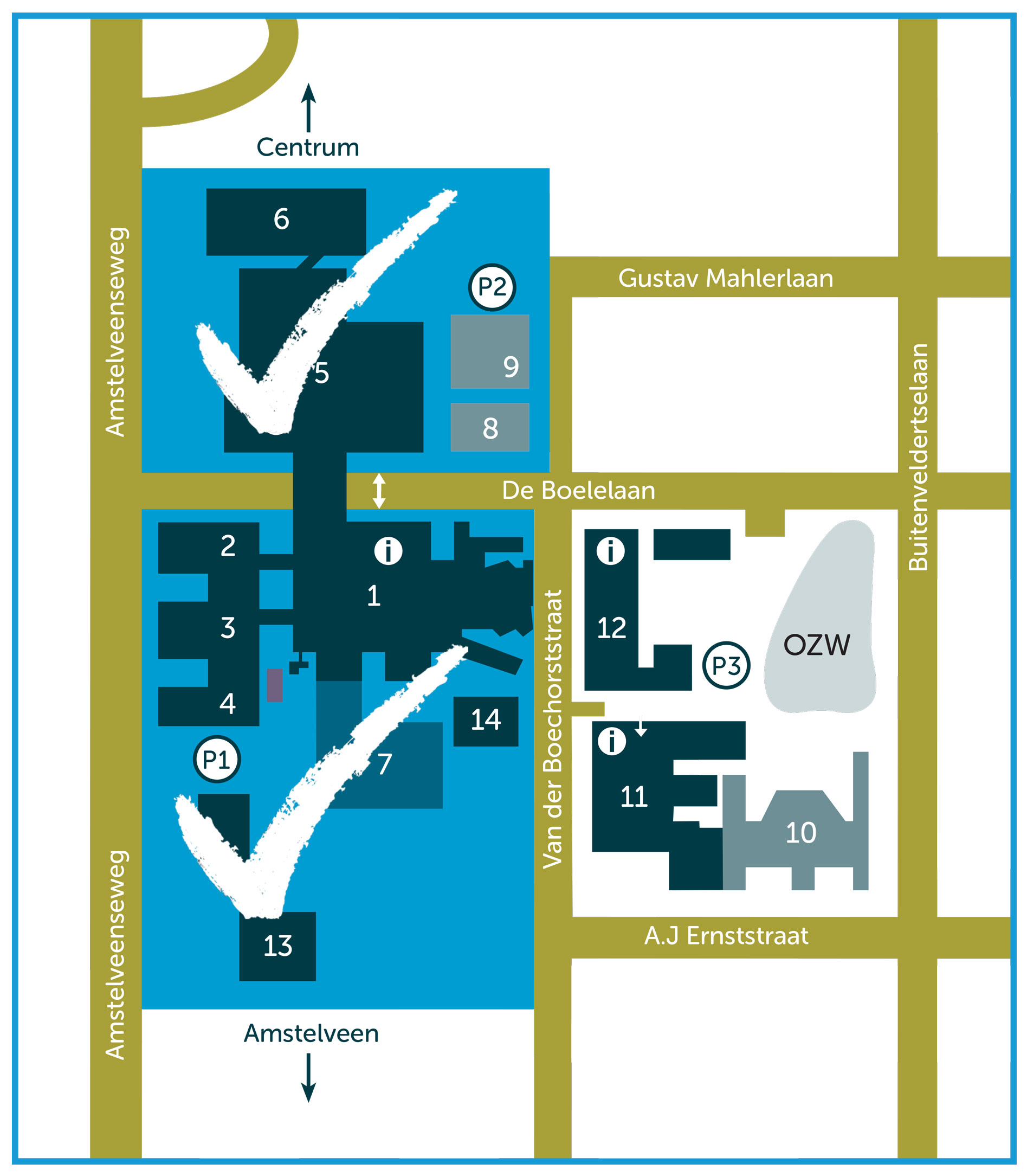 Plattegrond VUmc rookvrije gebieden